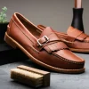 Hot Handsewn Shoe Co. Buckle Kilt Loafer Brown