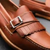 Hot Handsewn Shoe Co. Buckle Kilt Loafer Brown