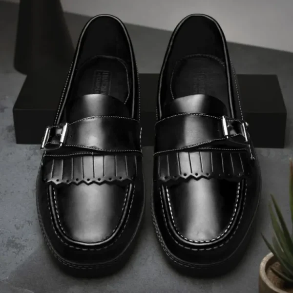 Cheap Handsewn Shoe Co. Fringe Monk Drivers Black