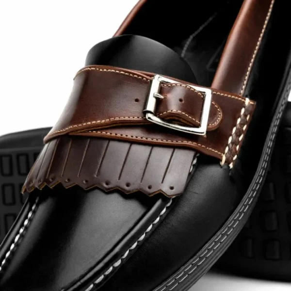 Discount Handsewn Shoe Co. Fringe Monk Drivers Black / Brown Black/Brown