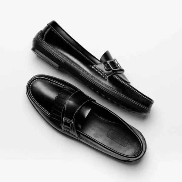 Cheap Handsewn Shoe Co. Fringe Monk Drivers Black