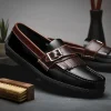 Discount Handsewn Shoe Co. Fringe Monk Drivers Black / Brown Black/Brown