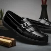 Cheap Handsewn Shoe Co. Fringe Monk Drivers Black