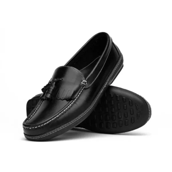 Cheap Handsewn Shoe Co. Fringe Tassel Driving Loafers Black