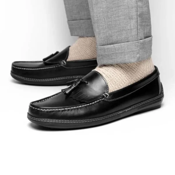 Cheap Handsewn Shoe Co. Fringe Tassel Driving Loafers Black