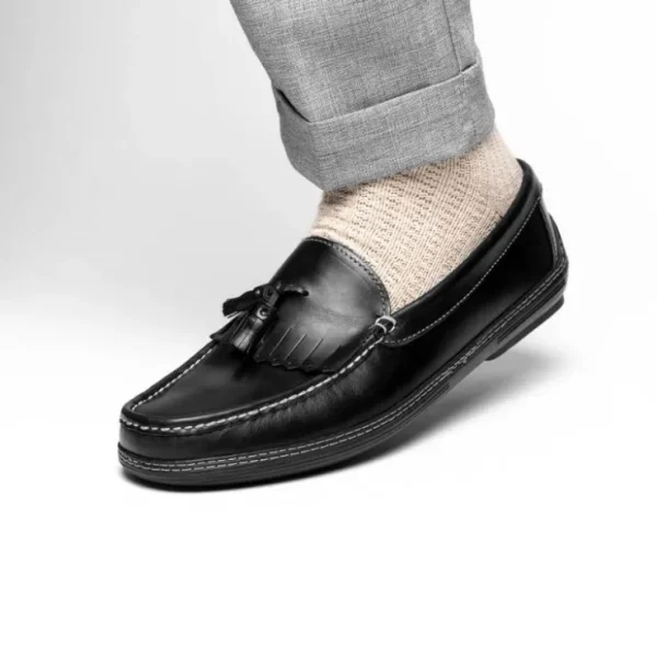 Cheap Handsewn Shoe Co. Fringe Tassel Driving Loafers Black