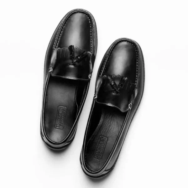 Cheap Handsewn Shoe Co. Fringe Tassel Driving Loafers Black