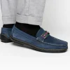 Best Sale Handsewn Shoe Co. Nubuck Stripe Loafers Navy