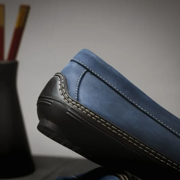 Best Sale Handsewn Shoe Co. Nubuck Stripe Loafers Navy