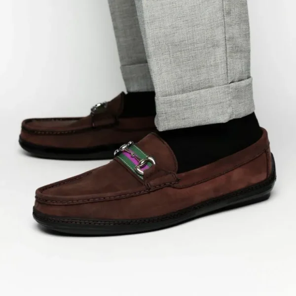handsewn_shoe_co_nubuck_s_7.webp Best Sale Handsewn Shoe Co. Nubuck Stripe Loafers Dark Brown DarkBrown
