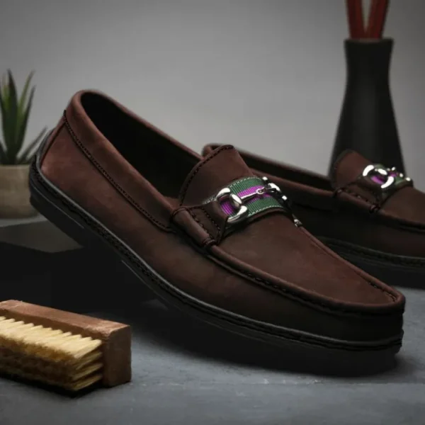 handsewn_shoe_co_nubuck_s_8.webp Best Sale Handsewn Shoe Co. Nubuck Stripe Loafers Dark Brown DarkBrown