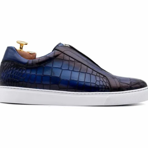 harris_firenze__crocodile_0-4.webp Hot Harris Shoes 1913 Harris Firenze 1913 Crocodile Print Sneakers Blue