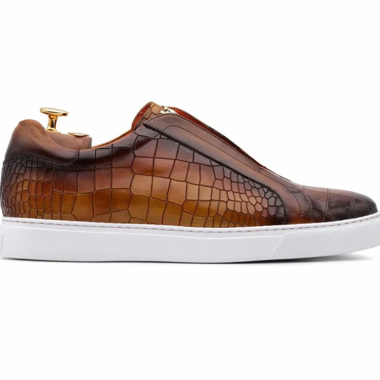 Cheap Harris Shoes 1913 Harris Firenze 1913 Crocodile Print Sneakers Brown
