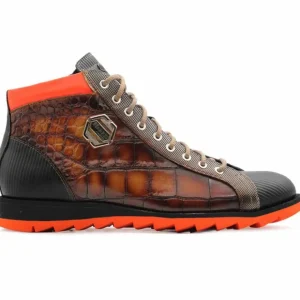 Hot Harris Shoes 1913 Harris Firenze 1913 Crocodile Print Boots Brown