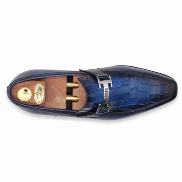 harris_firenze__crocodile_1-2.webp Flash Sale Harris Shoes 1913 Harris Firenze 1913 Crocodile Print Moccasin Blue
