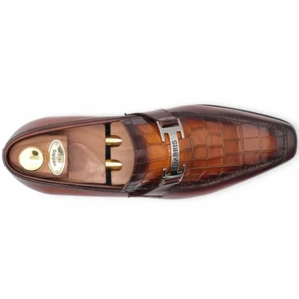 harris_firenze__crocodile_1-3.webp Fashion Harris Shoes 1913 Harris Firenze 1913 Crocodile Print Moccasin Brown