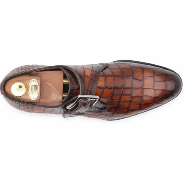 harris_firenze__crocodile_1.webp Shop Harris Shoes 1913 Harris Firenze 1913 Crocodile Print Buckle Shoes Brown