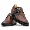 Shop Harris Shoes 1913 Harris Firenze 1913 Crocodile Print Buckle Shoes Brown