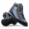 Outlet Harris Shoes 1913 Harris Firenze 1913 Crocodile Print / Calfskin Boots Blue