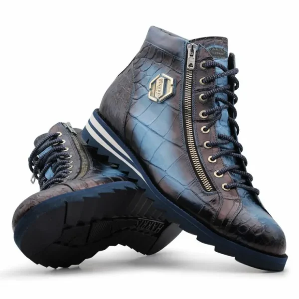 harris_firenze__crocodile_2-6.webp Outlet Harris Shoes 1913 Harris Firenze 1913 Crocodile Print / Calfskin Boots Blue