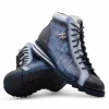 Hot Harris Shoes 1913 Harris Firenze 1913 Crocodile Print Leather Boots Blue