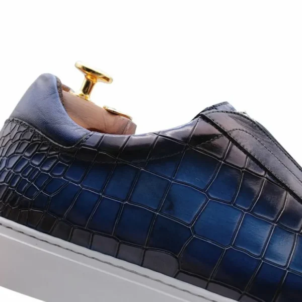 harris_firenze__crocodile_3-4.webp Hot Harris Shoes 1913 Harris Firenze 1913 Crocodile Print Sneakers Blue