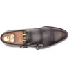 New Harris Shoes 1913 Harris Firenze 1913 Double Leather Buckle Monk Strap Brown