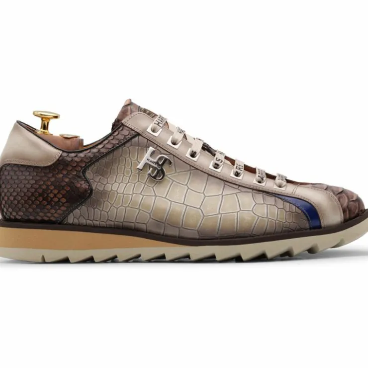 Outlet Harris Shoes 1913 Harris Firenze 1913 Hand-Painted Premium Leather Sneakers Grigi