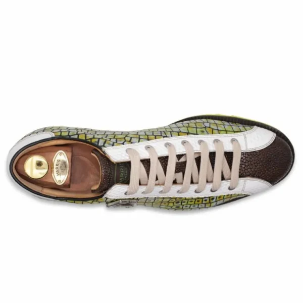 harris_firenze__handpaint_1-7.webp Sale Harris Shoes 1913 Harris Firenze 1913 Hand-painted Printed Leather Sneakers Giallo