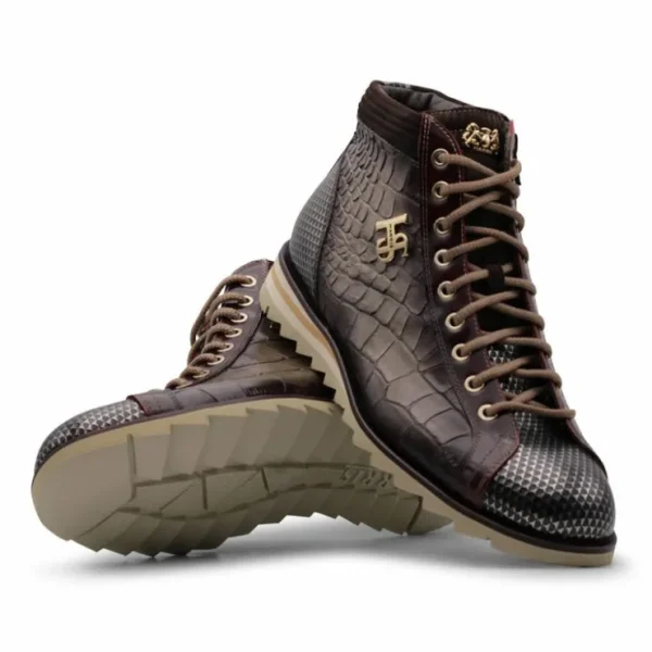 harris_firenze__kubrik_pr_2.webp Best Harris Shoes 1913 Harris Firenze 1913 Kubrik Print Leather Ankle Boots Brown