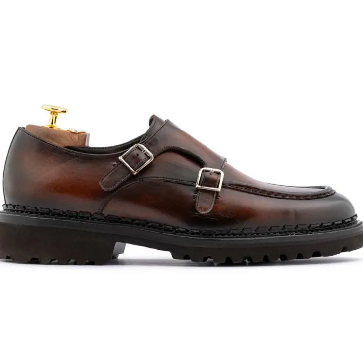 Flash Sale Harris Shoes 1913 Harris Firenze 1913 Leather Double Monk Strap Brown
