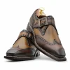 Fashion Harris Shoes 1913 Harris Firenze 1913 Leather Monkstrap Wingtip Shoes Brown