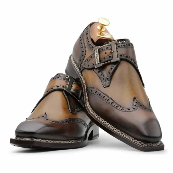 harris_firenze__leather_m_2-1.webp Fashion Harris Shoes 1913 Harris Firenze 1913 Leather Monkstrap Wingtip Shoes Brown