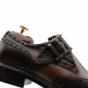 Fashion Harris Shoes 1913 Harris Firenze 1913 Leather Monkstrap Wingtip Shoes Brown
