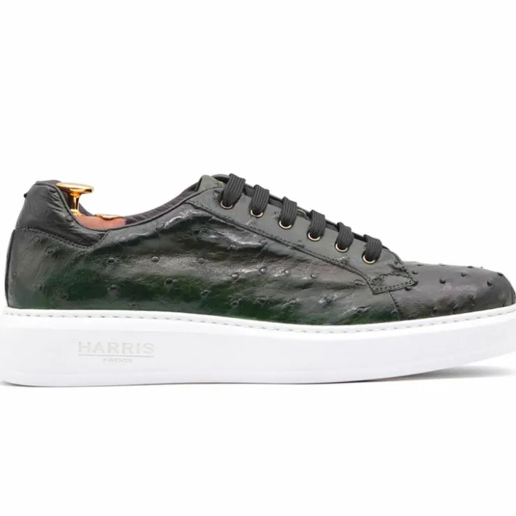 Online Harris Shoes 1913 Harris Firenze 1913 Ostrich Leather Sneakers Green