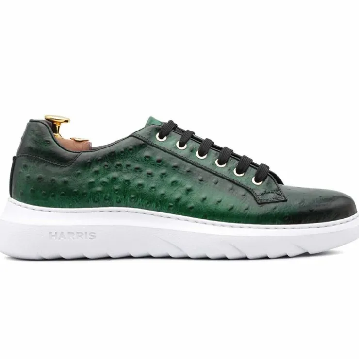 Cheap Harris Shoes 1913 Harris Firenze 1913 Ostrich Print Leather Sneakers Green