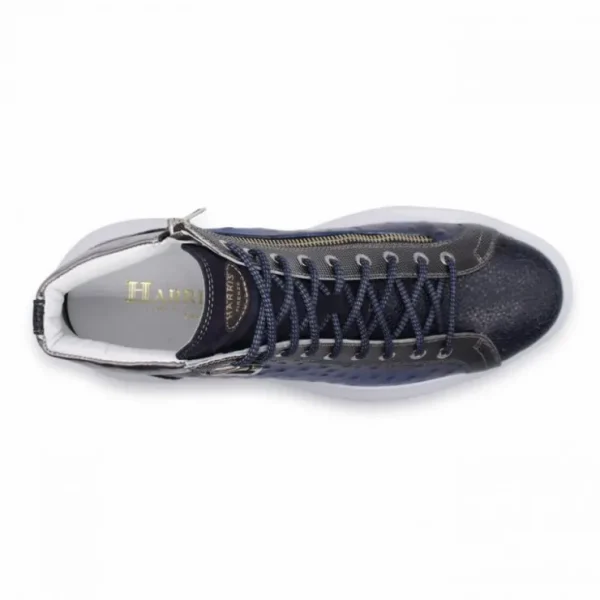 Outlet Harris Shoes 1913 Harris Firenze 1913 Ostrich Print Calfskin Hi-Top Sneakers Blue