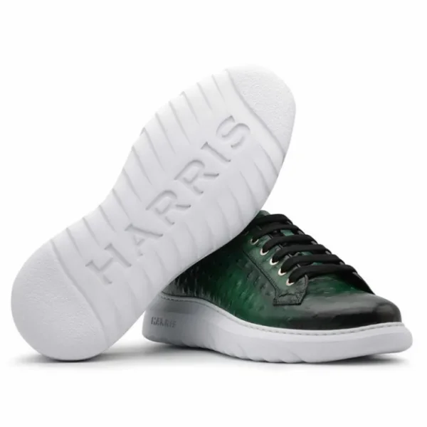 harris_firenze__ostrich_p_2-2.webp Cheap Harris Shoes 1913 Harris Firenze 1913 Ostrich Print Leather Sneakers Green