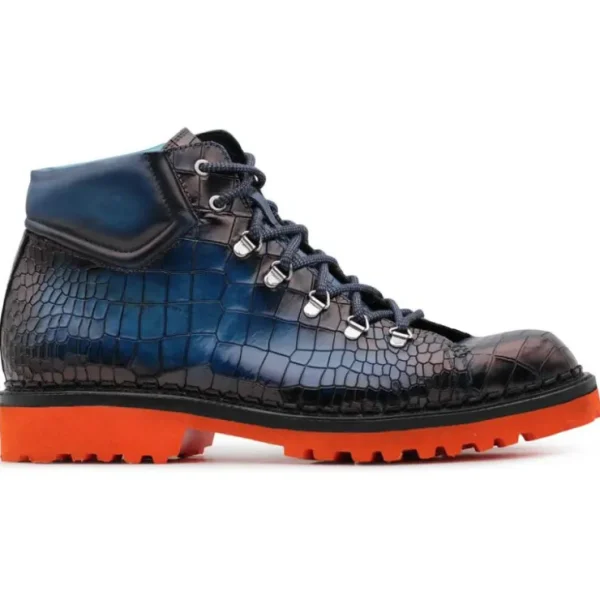 harris_firenze__pedula_cr_0.webp Hot Harris Shoes 1913 Harris Firenze 1913 Pedula Crocodile Print Leather Boots Navy Blue