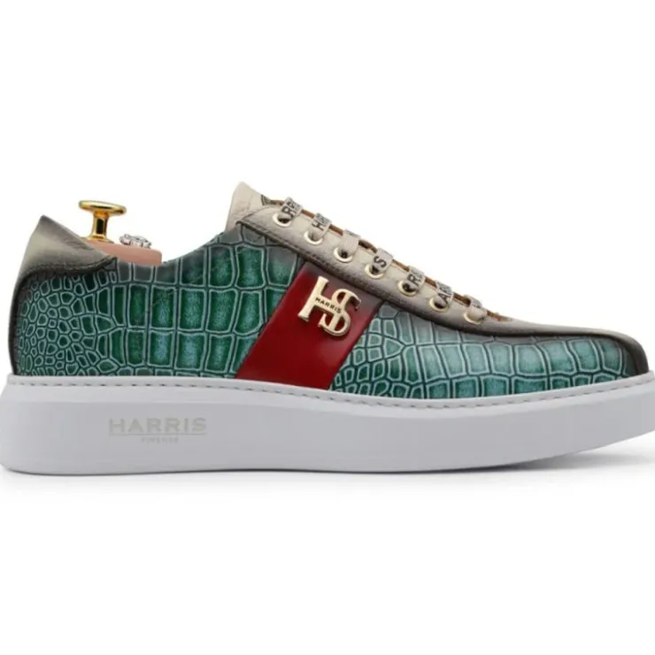 Hot Harris Shoes 1913 Harris Firenze 1913 Printed Leather Sneakers Green
