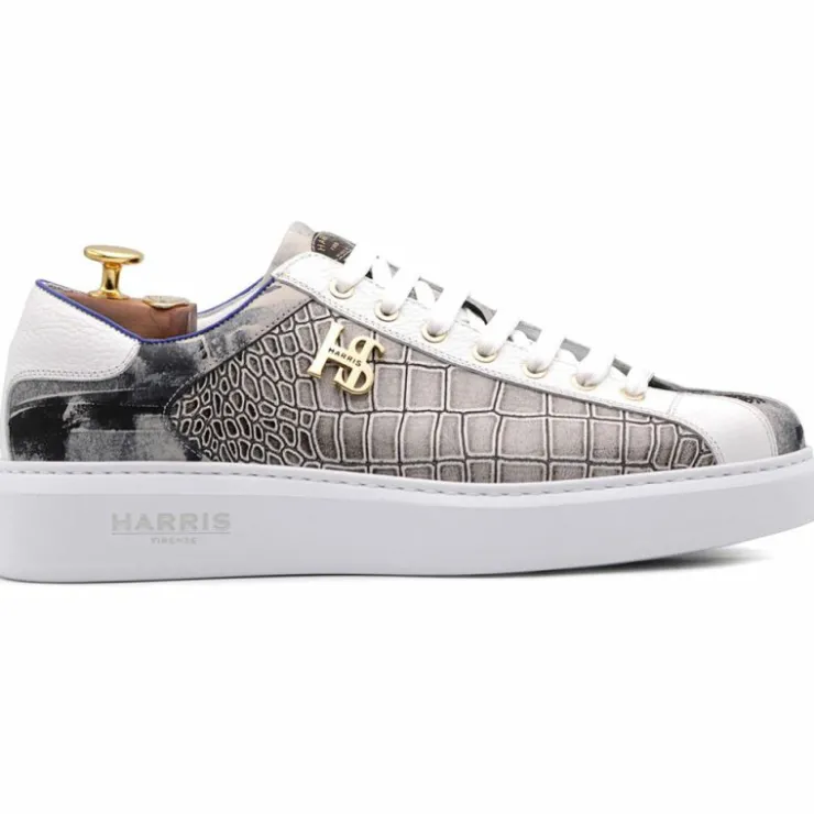 Outlet Harris Shoes 1913 Harris Firenze 1913 Printed Leather Sneakers Grey