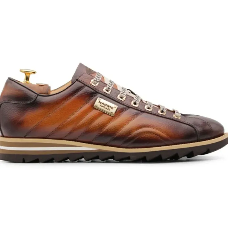 Cheap Harris Shoes 1913 Harris Firenze 1913 Quilted Stitching Leather Sneakers Brown