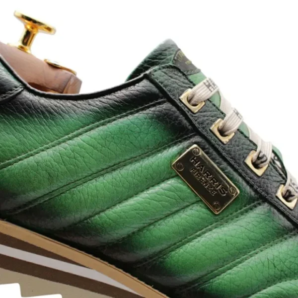 Fashion Harris Shoes 1913 Harris Firenze 1913 Quilted Stitching Leather Sneakers Green