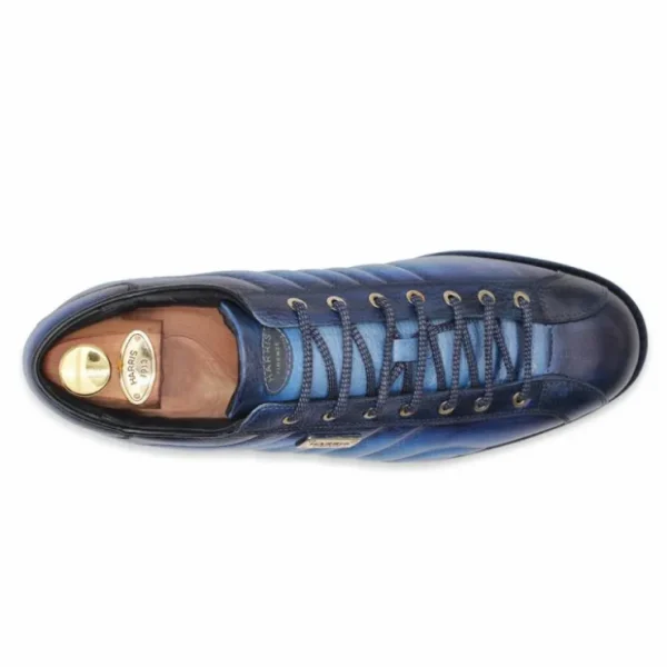 harris_firenze__quilted_s_1.webp New Harris Shoes 1913 Harris Firenze 1913 Quilted Stitching Leather Sneakers Blue