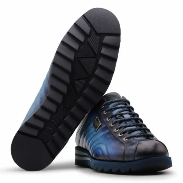 harris_firenze__quilted_s_2.webp New Harris Shoes 1913 Harris Firenze 1913 Quilted Stitching Leather Sneakers Blue