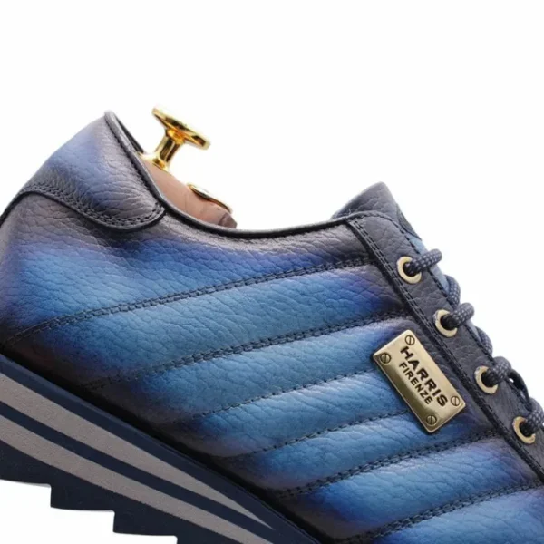 harris_firenze__quilted_s_3.webp New Harris Shoes 1913 Harris Firenze 1913 Quilted Stitching Leather Sneakers Blue