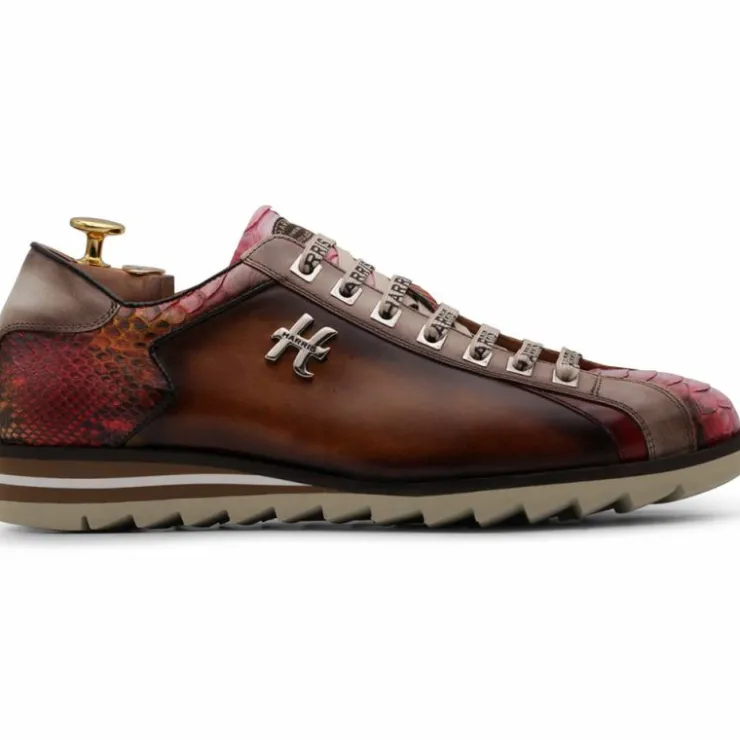 Online Harris Shoes 1913 Harris Firenze 1913 Red Astrea Premium Leather Sneakers Brown