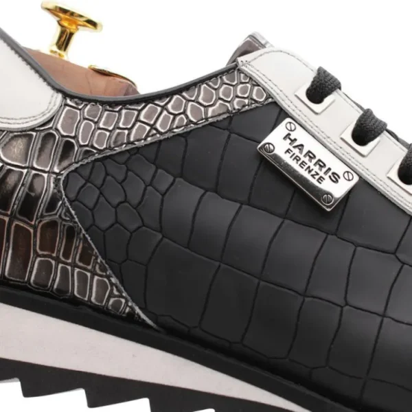 harris_firenze__rubberize_3.webp Hot Harris Shoes 1913 Harris Firenze 1913 Rubberized Crocodile Print Sneakers Black