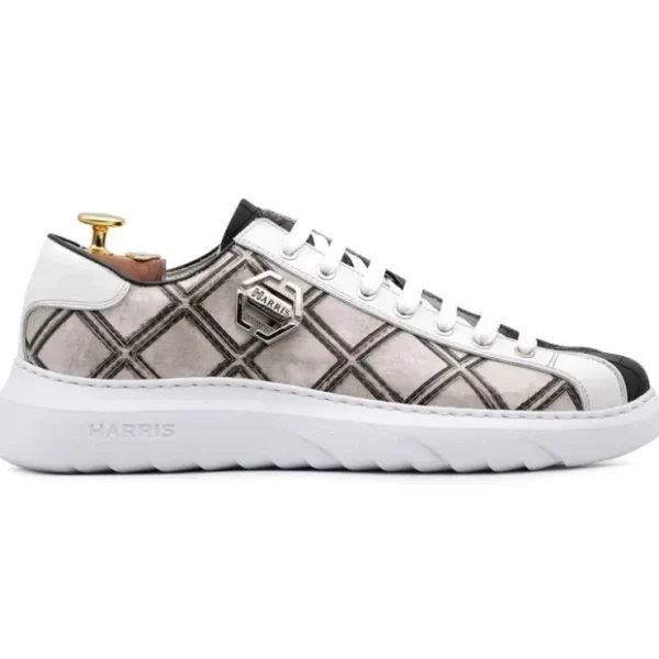 harris_firenze__rumble_pr_0.webp Discount Harris Shoes 1913 Harris Firenze 1913 Rumble Print Leather Sneakers Grey