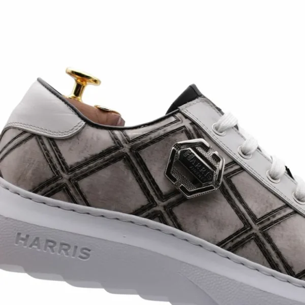 harris_firenze__rumble_pr_3.webp Discount Harris Shoes 1913 Harris Firenze 1913 Rumble Print Leather Sneakers Grey